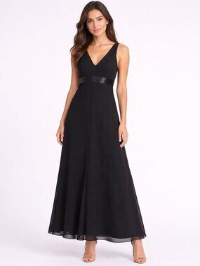 Michelangelo Bridesmaid Dress Black Satin Waist Wedding Graduation Dress Size 4
